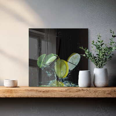 Moderne wanduhr quadratisch Zitrone und Limette