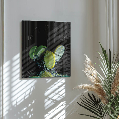 Moderne wanduhr quadratisch Zitrone und Limette