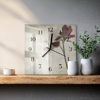 Wanduhr mit motiv quadratisch Vintage-Blume