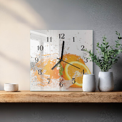 Quadratische wanduhr modern Orangen