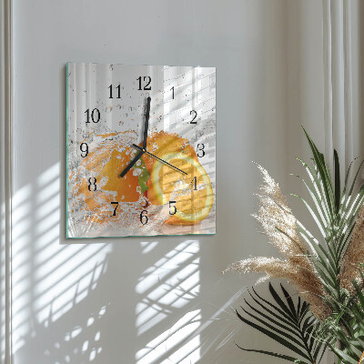 Quadratische wanduhr modern Orangen
