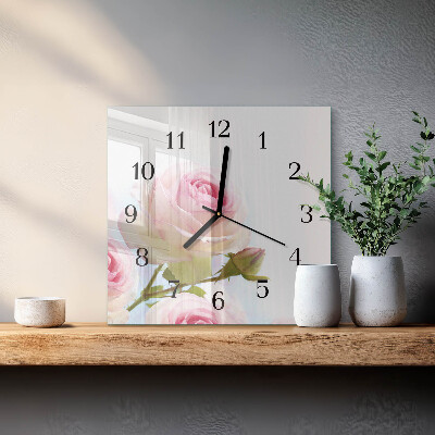 Quadratische wanduhr Rose