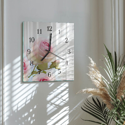 Quadratische wanduhr Rose