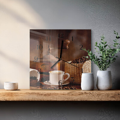 Wanduhr mit motiv quadratisch Eine Tasse Kaffee