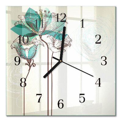 Glasuhr quadratisch Vintage-Blumen