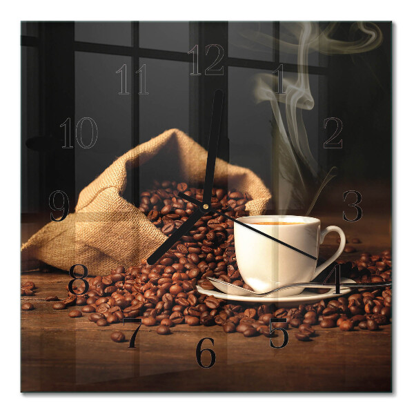 Moderne wanduhr quadratisch Kaffeebohnen