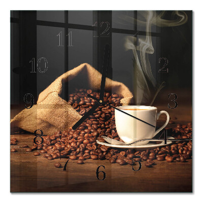 Moderne wanduhr quadratisch Kaffeebohnen