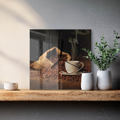Moderne wanduhr quadratisch Kaffeebohnen