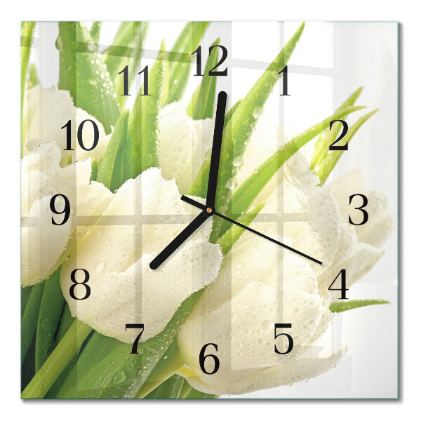 Moderne wanduhr quadratisch Tulpen