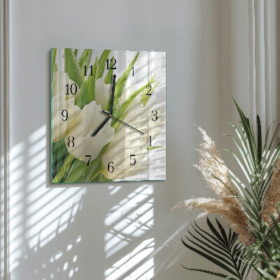 Moderne wanduhr quadratisch Tulpen