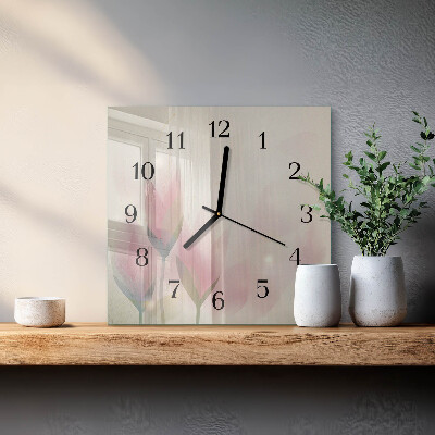 Moderne wanduhr quadratisch Blumen
