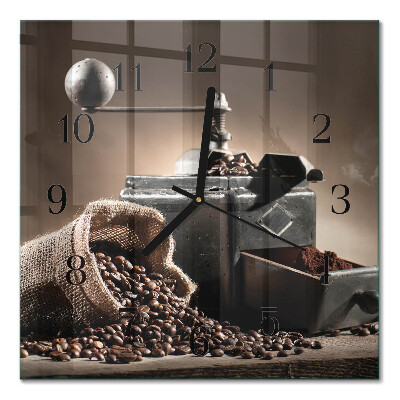 Quadratische wanduhr Kaffeemühle
