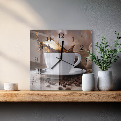 Quadratische wanduhr Kaffee