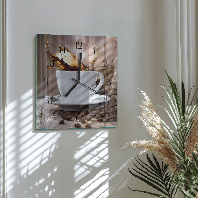 Quadratische wanduhr Kaffee