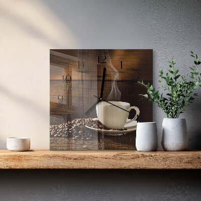Quadratische wanduhr modern Kaffee