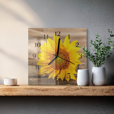 Wanduhr mit motiv quadratisch Sonnenblume