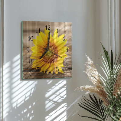 Wanduhr mit motiv quadratisch Sonnenblume