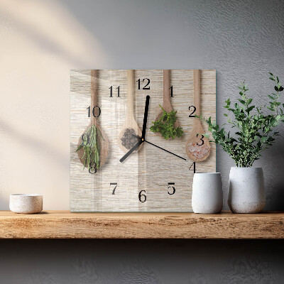 Quadratische wanduhr modern Holzlöffel