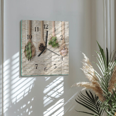 Quadratische wanduhr modern Holzlöffel