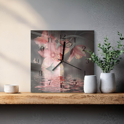 Quadratische wanduhr modern Orchidee