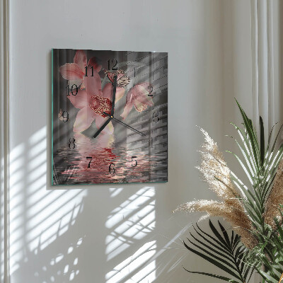 Quadratische wanduhr modern Orchidee