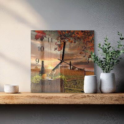 Quadratische wanduhr modern Naturwein