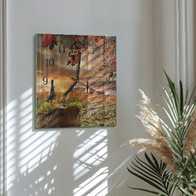 Quadratische wanduhr modern Naturwein