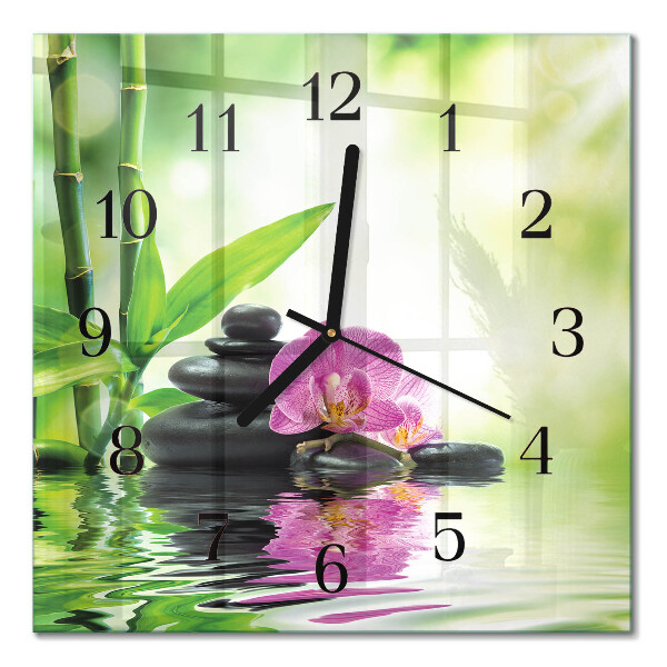 Quadratische wanduhr modern Orchideen-Spa