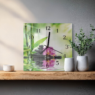 Quadratische wanduhr modern Orchideen-Spa