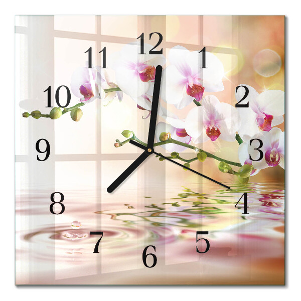 Quadratische wanduhr Orchidee