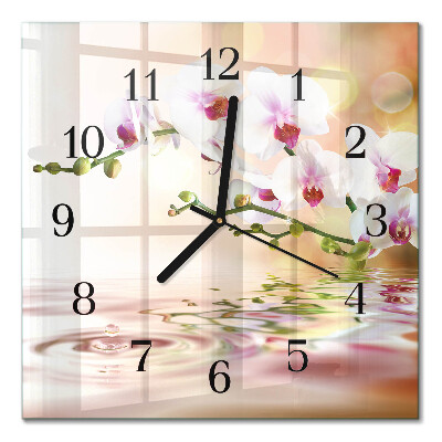 Quadratische wanduhr Orchidee