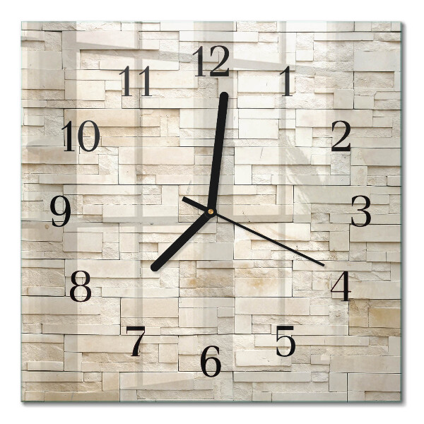 Quadratische wanduhr modern Steinmauer