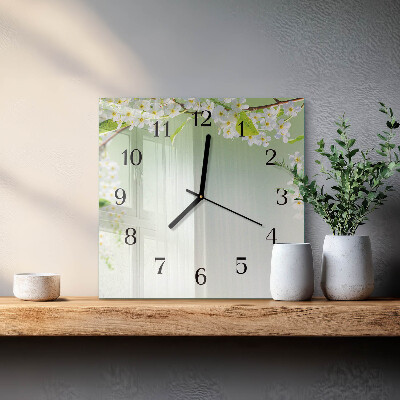 Quadratische wanduhr Frühling