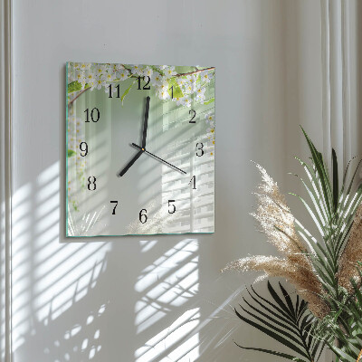 Quadratische wanduhr Frühling