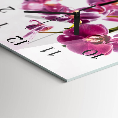 Glasuhr quadratisch Orchidee