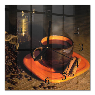 Glasuhr quadratisch Kaffee