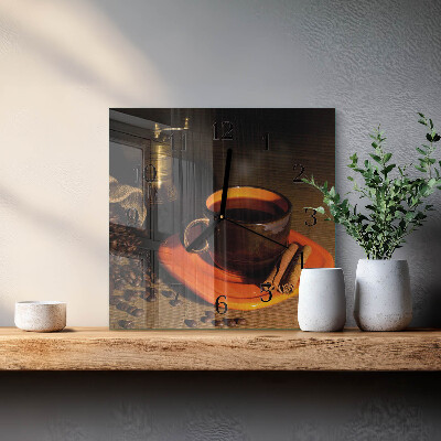 Glasuhr quadratisch Kaffee