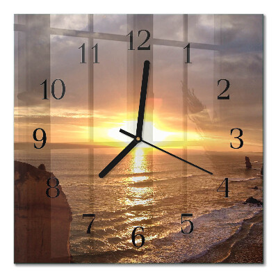 Quadratische wanduhr Sonnenuntergang