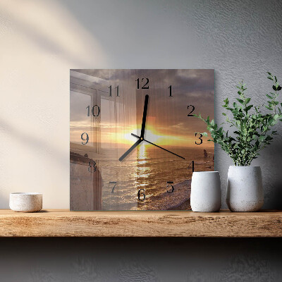 Quadratische wanduhr Sonnenuntergang