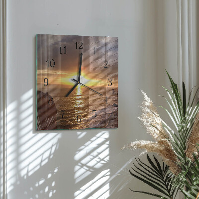 Quadratische wanduhr Sonnenuntergang