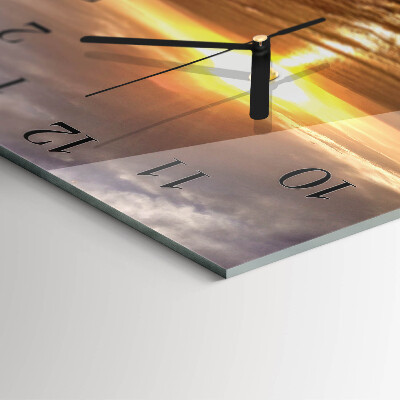 Quadratische wanduhr Sonnenuntergang