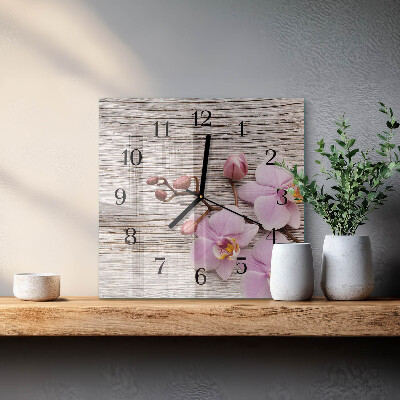 Wanduhr mit motiv quadratisch Orchidee