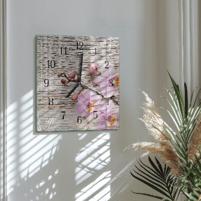 Wanduhr mit motiv quadratisch Orchidee