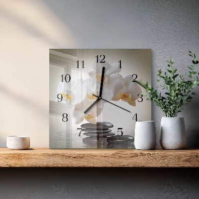 Quadratische wanduhr modern Orchidee