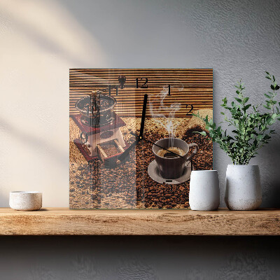 Wanduhr mit motiv quadratisch Kaffeebohnen