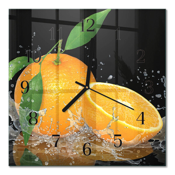 Glasuhr quadratisch Orangen