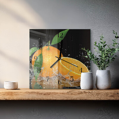 Glasuhr quadratisch Orangen