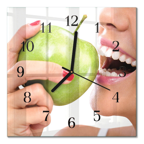 Quadratische wanduhr Apfel