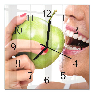 Quadratische wanduhr Apfel