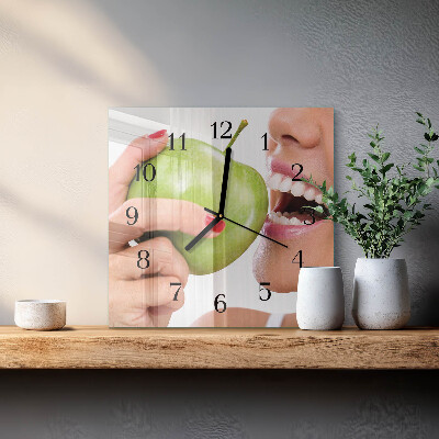 Quadratische wanduhr Apfel